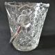 Vintage glass ice bucket stamped with a metal handle