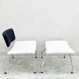 Armchair and footstool in curly wool