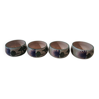 4 ceramic bowls thistle decoration Étienne Daniel Vallauris