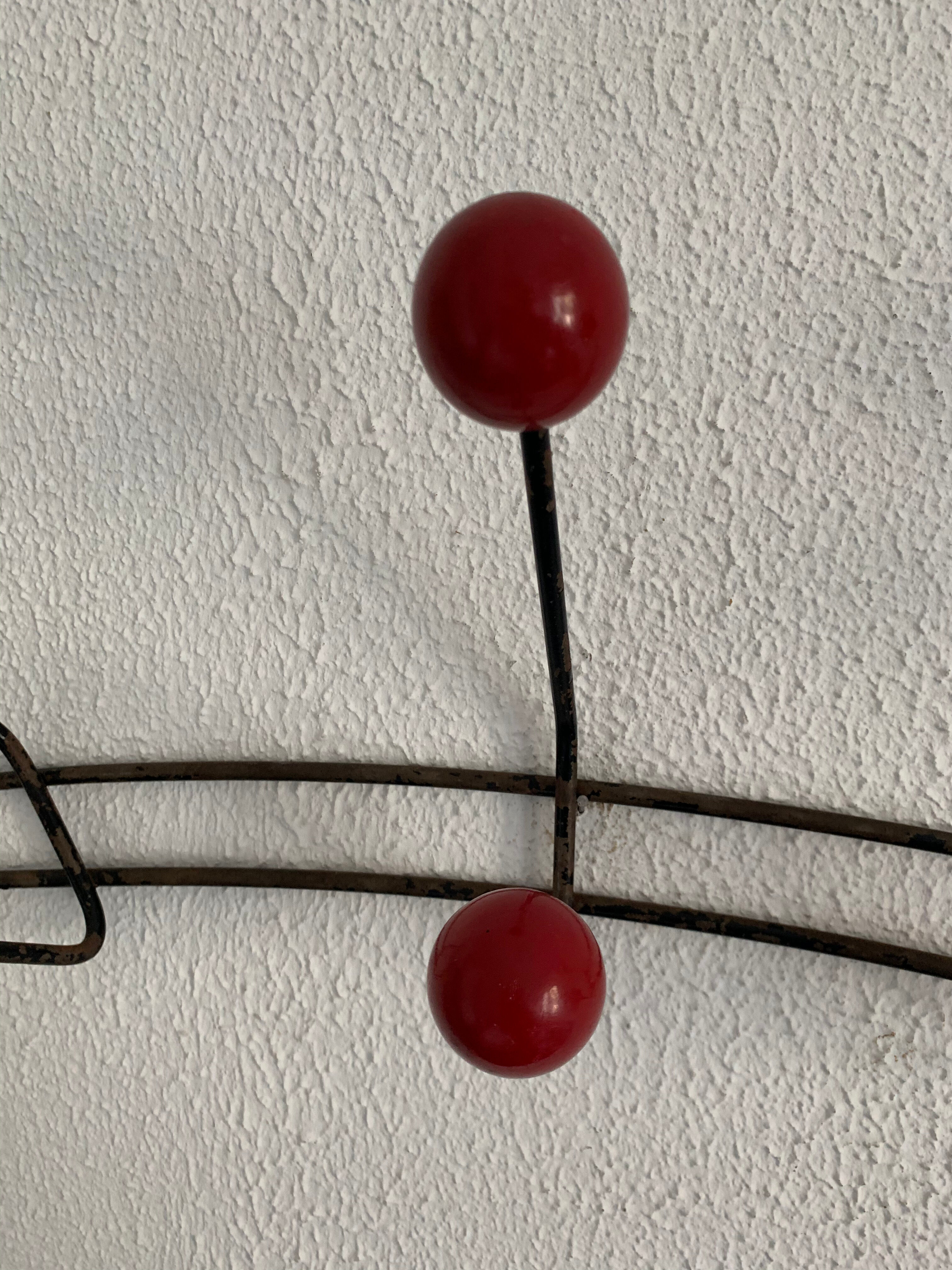 Vintage coat rack 1960 6 ball patères - 50 cm