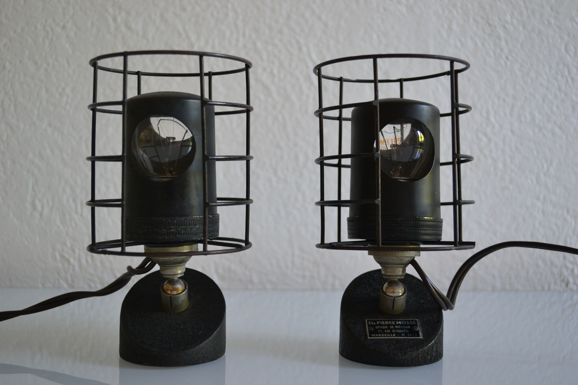 Paire de lampes vintage 50's de laboratoire bbt krauss