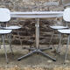 Round table and white formica chairs, vintage, 70s