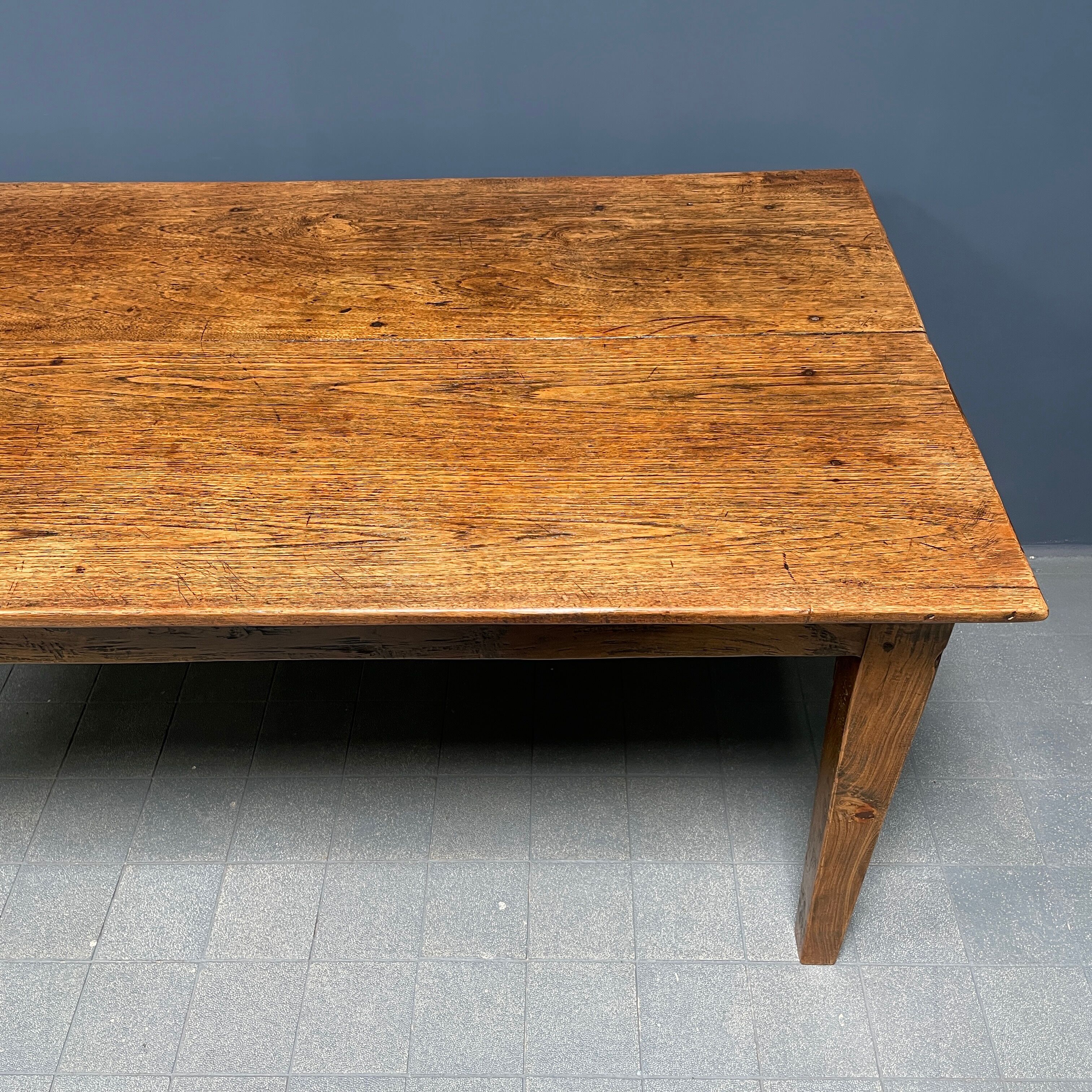 Rustic french farmhouse dining table made of oak and elm