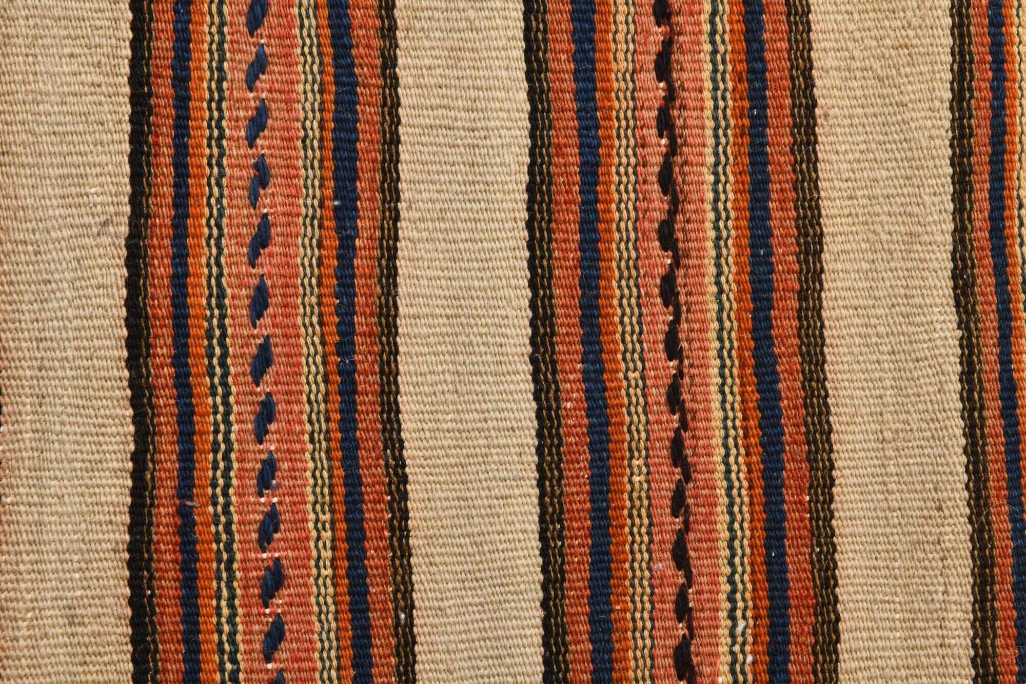 Vintage Kilim Strié Crème & Terracotta, Petit Tapis Boho 104x64 cm