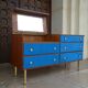 Teak and suede chest of drawers/dressing table, 1950