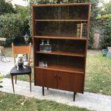 Vintage metal feet modernist showcase bookcase 1960