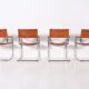 4 Matteo Grassi leather cogna cantilever armchairs