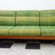 Green three seat sofa Teak frame