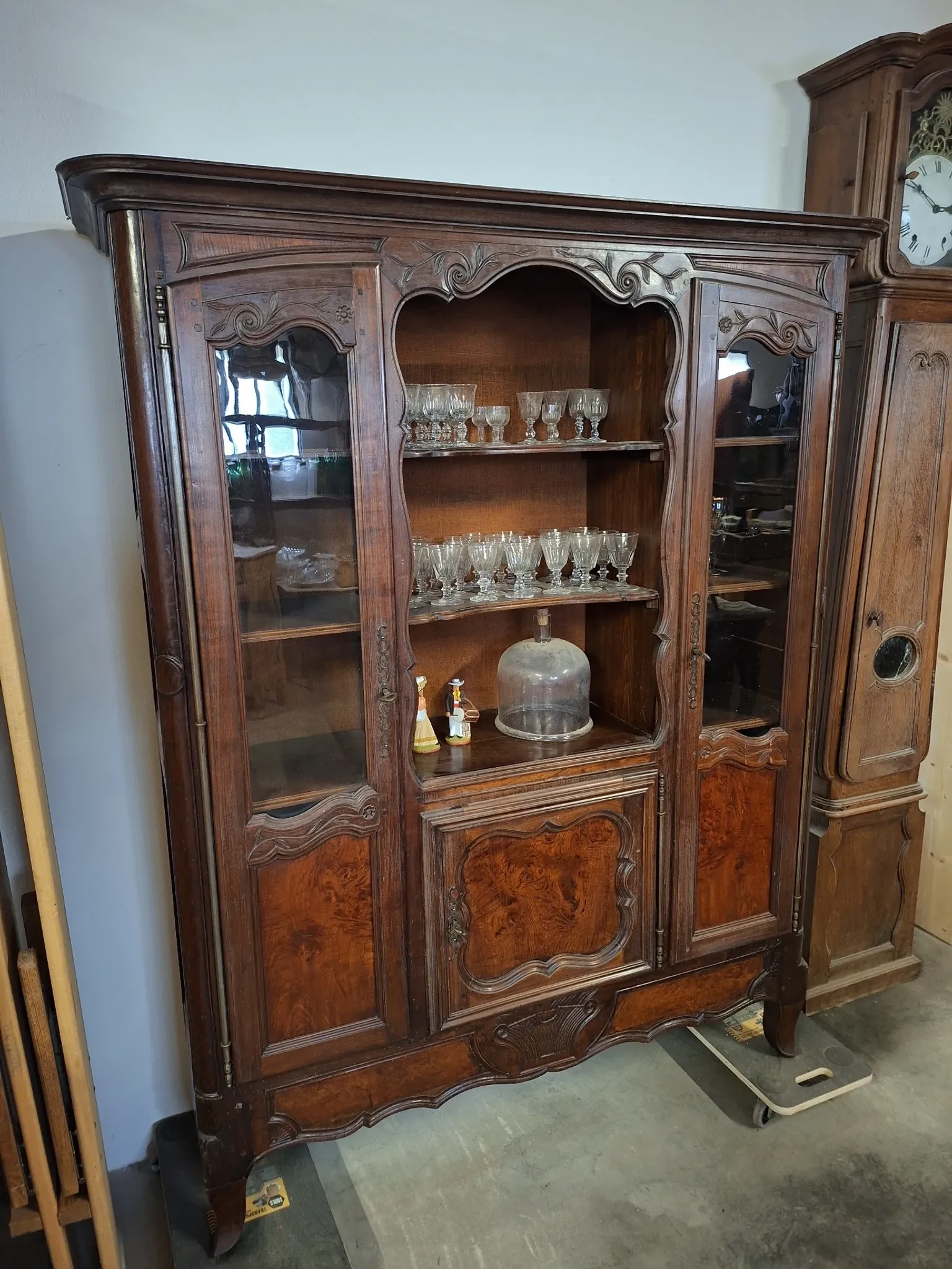 Buffet vitrine bibliothèque style Louis XV