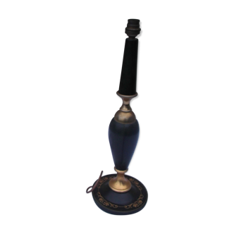 Pied de lampe gainé cuir vert Le Tanneur