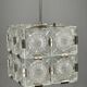 1970s Czech Geometric Pressed Glass and Chrome Cube Pendant Light