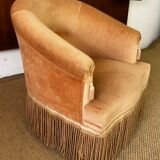 Yellow velvet toad armchair