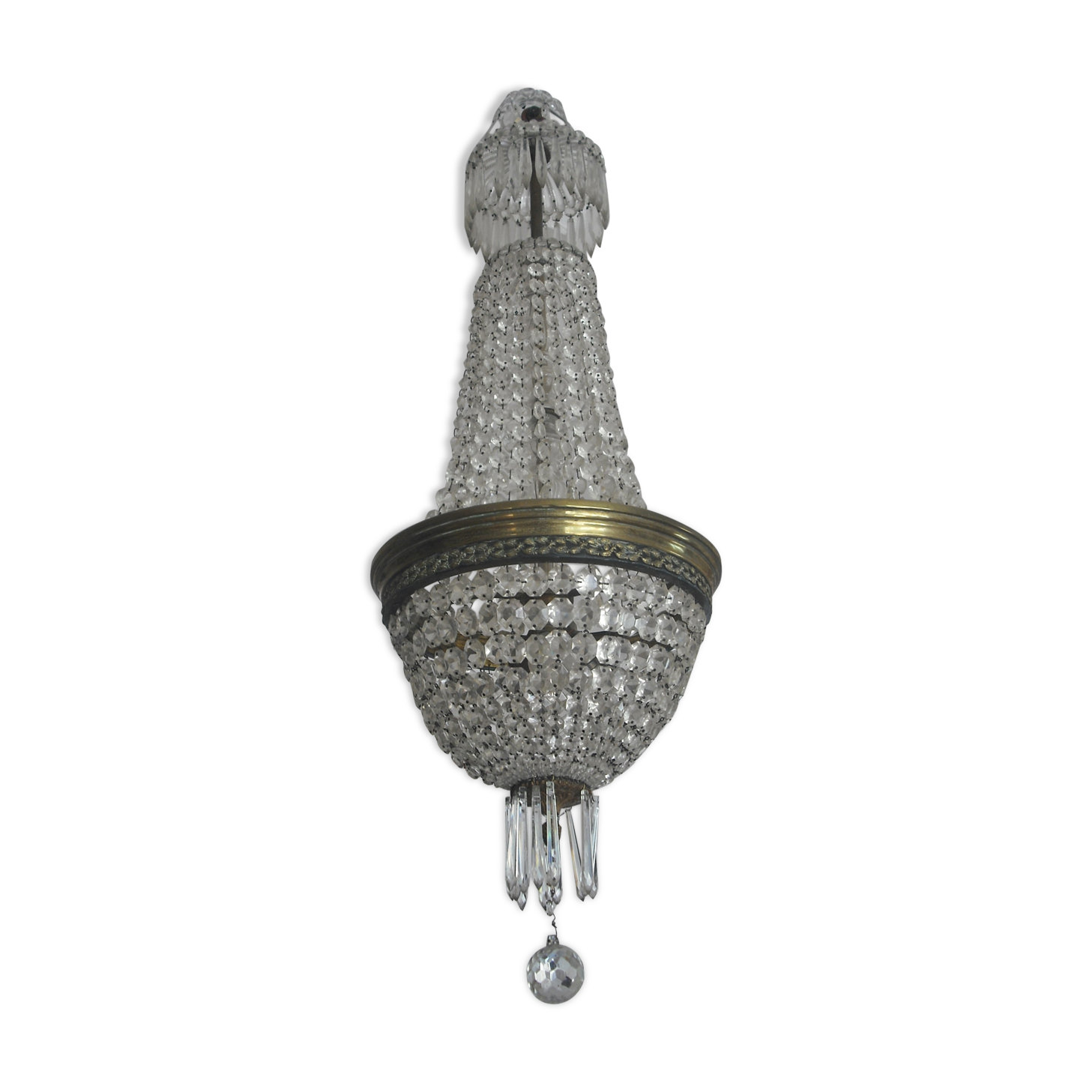 Crystal and bronze balloon chandelier 19th century