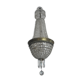 Lustre montgolfière en cristal et bronze XIXe