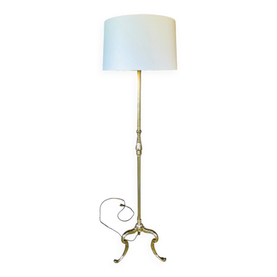 Lampadaire laiton vintage, tripode circa 1960s