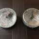 Pair of round ceiling lights in glass ice vintage 60-70s