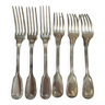 6 monogram silver-plated forks