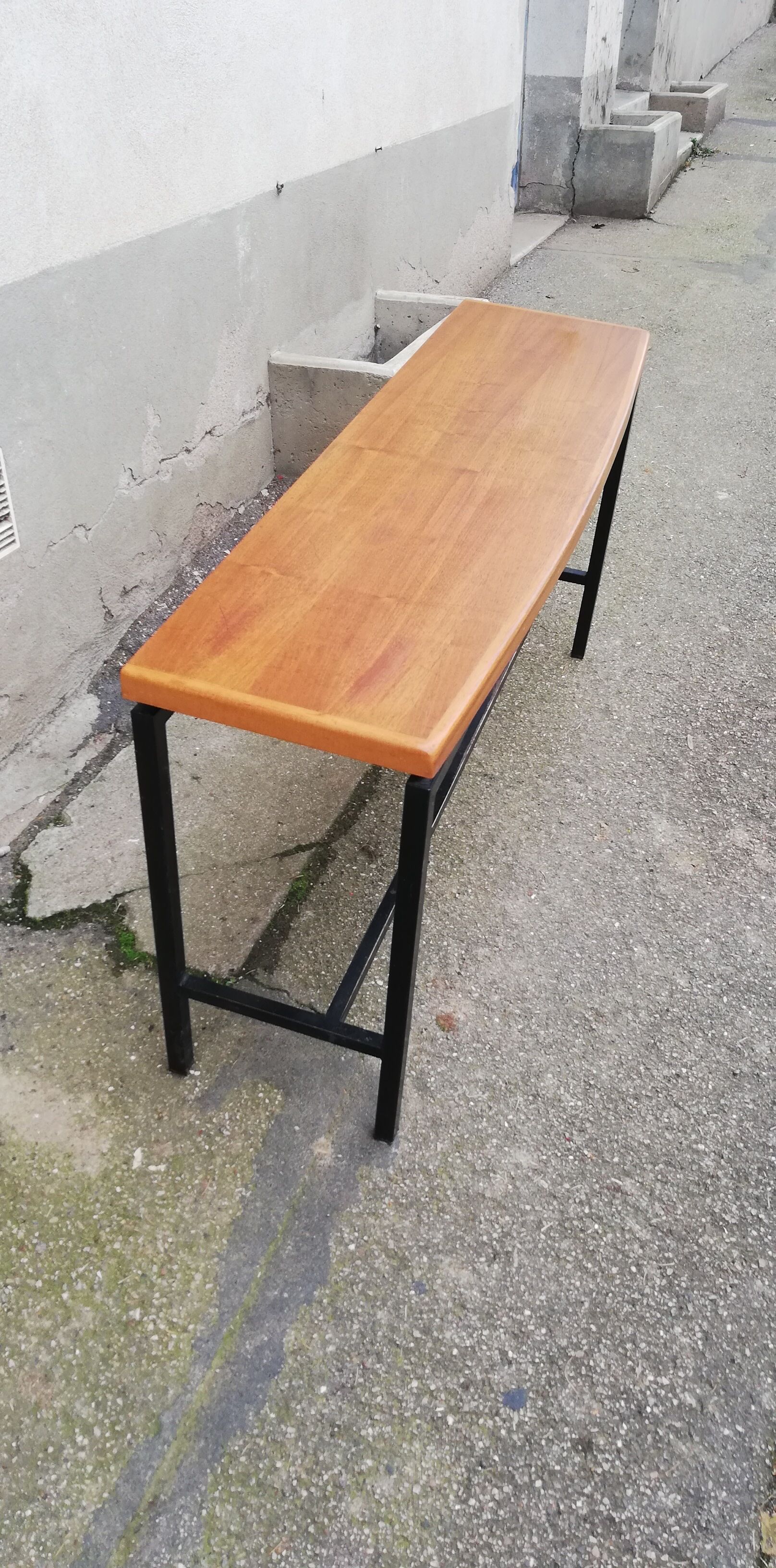 Vintage metal and wood console