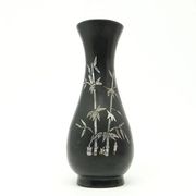 Oriental vase, black lacquer, mother-of-pearl inlay, Japan, 1950s