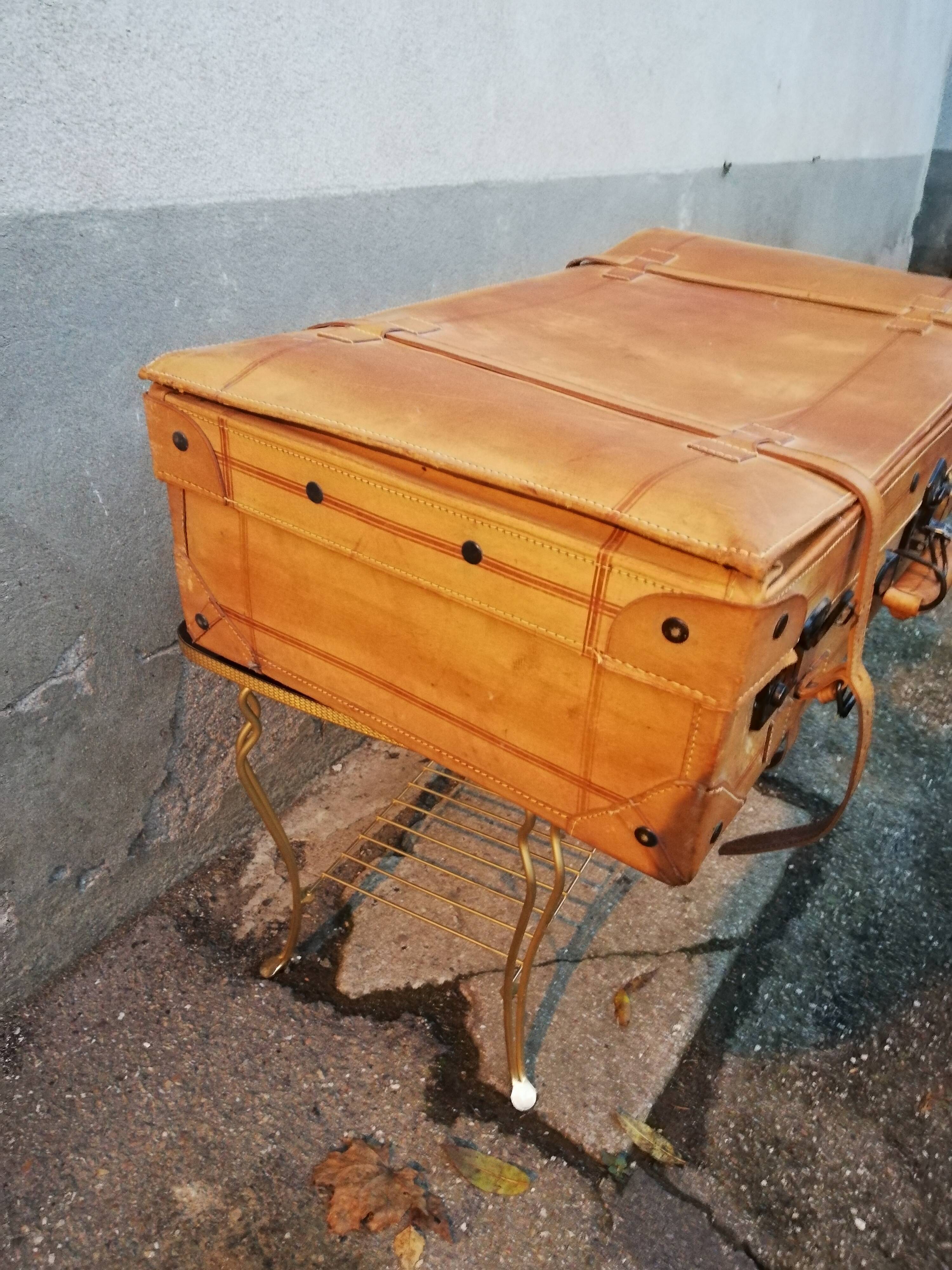 Antique leather suitcase