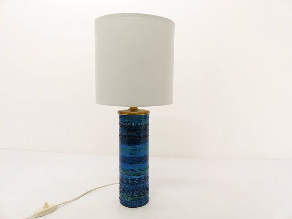 Lampe rouleau bleu Rimini Aldo Londi pour Bitossi 1960