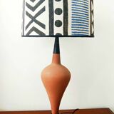 Large terracotta lamp and vintage tribal lampshade