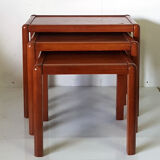 Set of 3 wood nesting tables, France 1970s