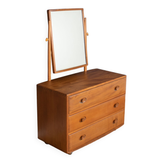 Vintage Restored Ercol Windsor Model 483 Vanity Chest Of Drawers With Mirror
