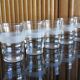 8 granite glasses bordered gold 1950s