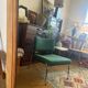 Large old art deco mirror in wood and beveled glass