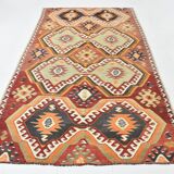 Tapis kilim vintage géométrique fait main – Explosion de motifs ethniques