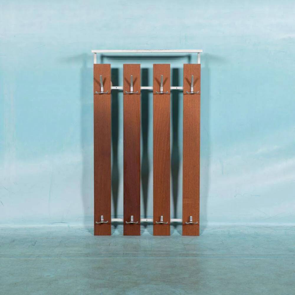 Vintage hardwood coat rack, minimalist mid-century coat rack.