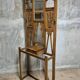 Vintage carved oak hall tree with mirror and coat hooks, early 20th century, 192 × 72 × 24 cm