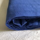Antique linen and cotton sheet cobalt blue