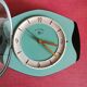 Vintage formica clock silent wall pendulum "BC Paris green black"