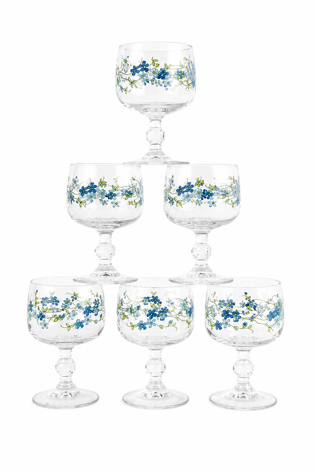 Set of 6 Arcopal Veronica Myosotis wine glasses