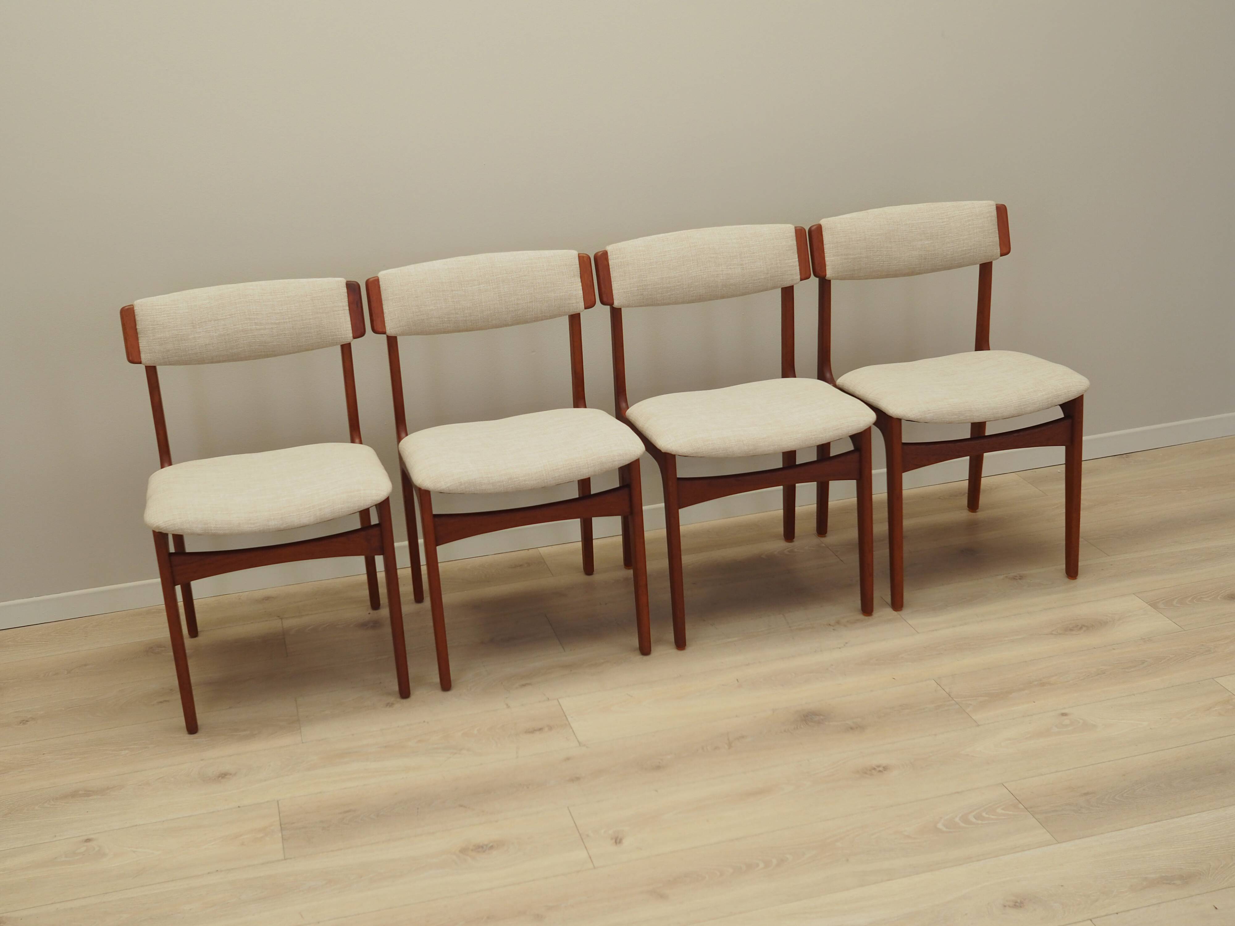 Set of four teak chairs, Danish design, 1960s, manufactured by N. & K. Bundgaard Rasmussen