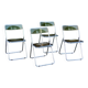 Set of 4 70s design folding chairs in smoked plexiglass and chrome metal