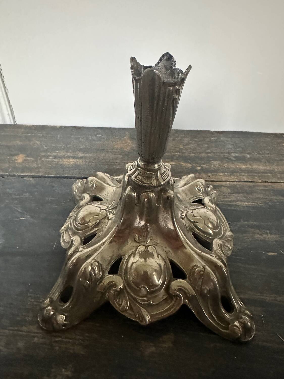 Silver metal candle holder