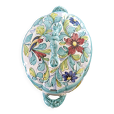 Vintage italian soup tureen in polychrome ceramic – floral decoration – italy