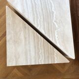 Table basse triangle travertin up & up vintage 1970 Italie