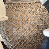 Immense light grey antique-style pot with a crosshatch lid and handles.