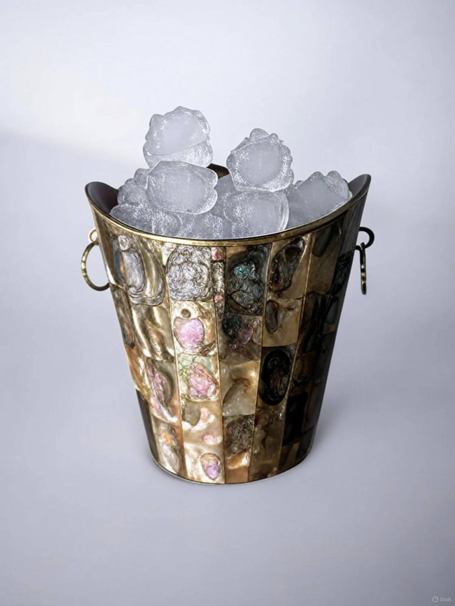Abalone shell & alpaca ice bucket, Mexico, 1970s