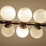 Suspension vintage en verre et laiton, années 1950