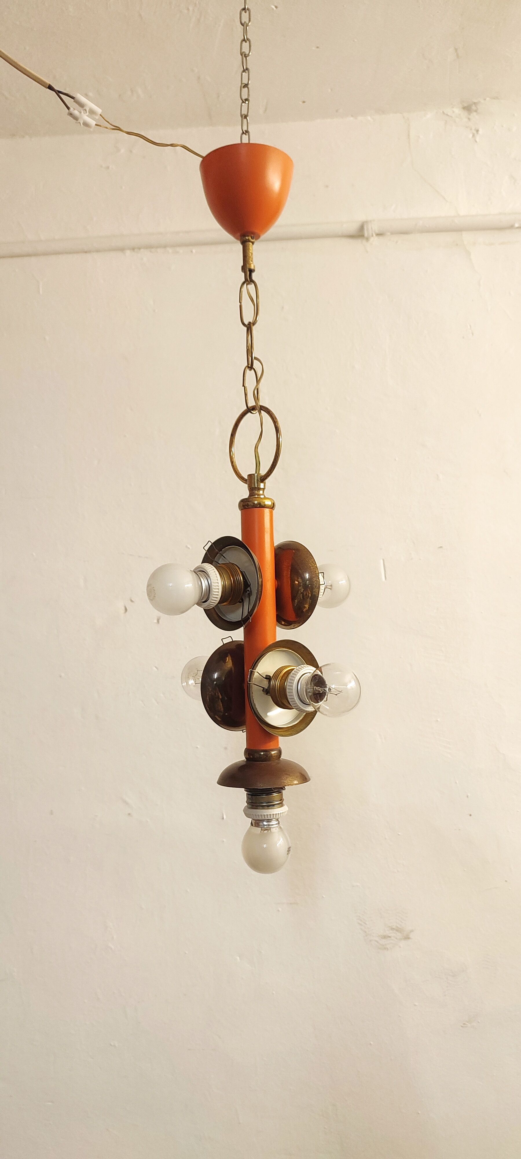 Glass ceiling lamp, Spain, 1970s