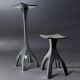 Pair of biomorphic candleholders, solid aluminium, Spain, 1970s