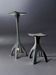 Pair of biomorphic candleholders, solid aluminium, Spain, 1970s