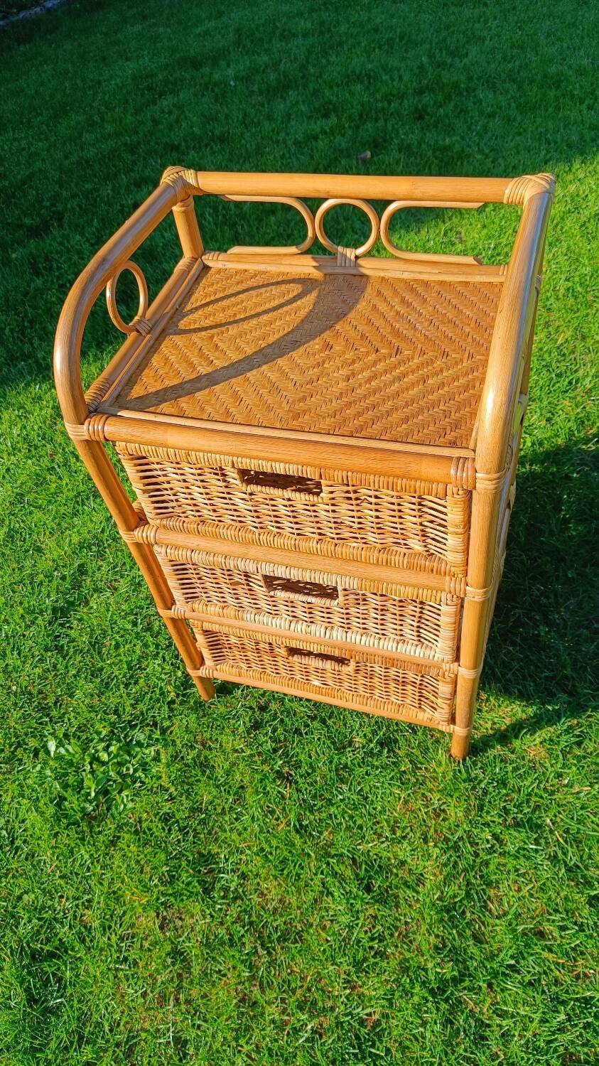 Commode, chiffonnier en rotin vintage
