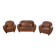 Ensemble 2 fauteuils club en simili cuir camel 1980’s