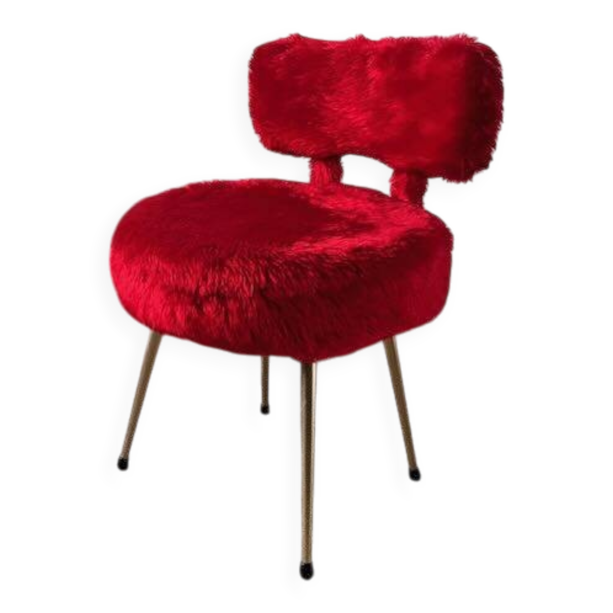 Chaise fourrure rouge vintage